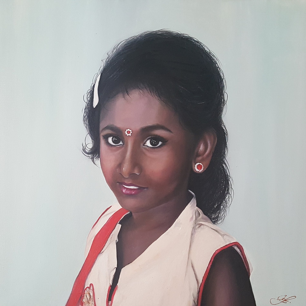 Tamilská holčička - 50x50cm  