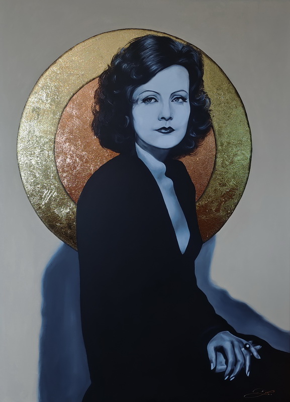 Greta Garbo - s metalickým kruhem  - 110x80cm 